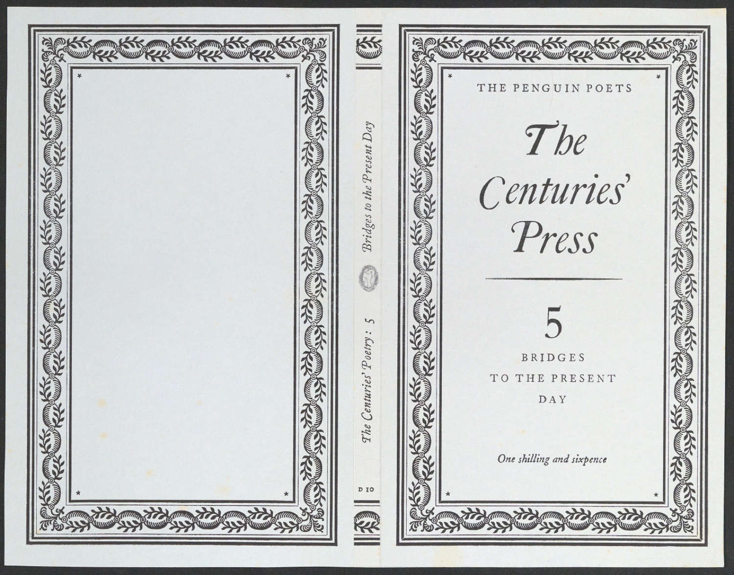 Schwarzer Probedruck für den Umschlag von The Penguin Poets: The Centuries' Press 5: Bridges to the present day — Blatt 1
