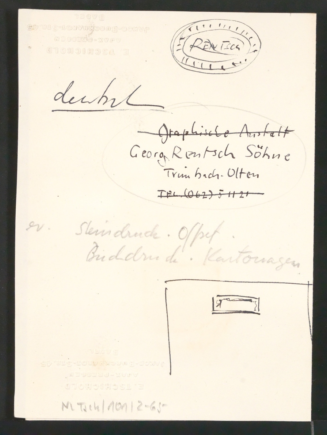 Mappe mit Entwürfen und Vorarbeiten von Kalender für Georg-Rentsch-Söhne — Blatt 12