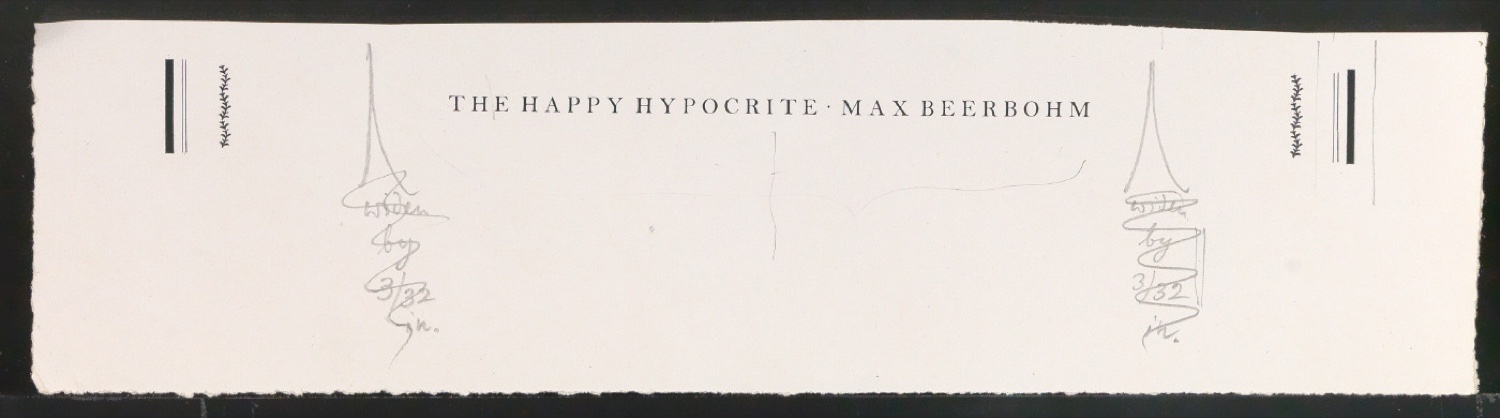 Probedruck für den Buchrücken von The Happy Hypocrite — Blatt 1