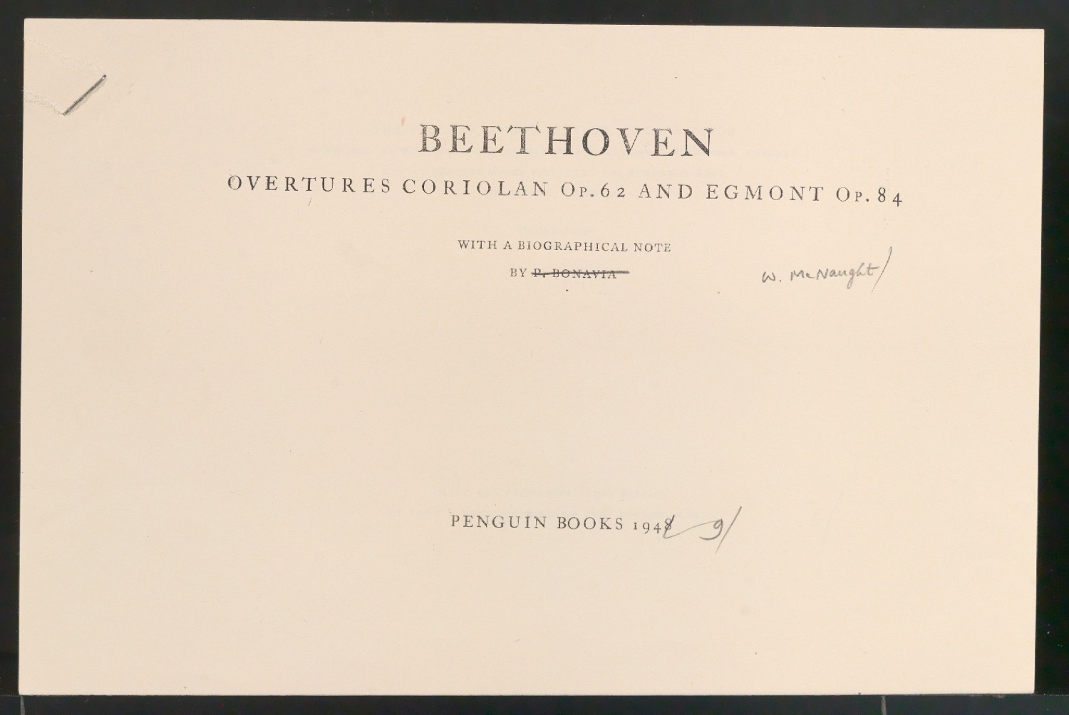 Druckfahne für die Titelei von Overtures Coriolan Op. 62 and Egmont Op. 84 — Blatt 1