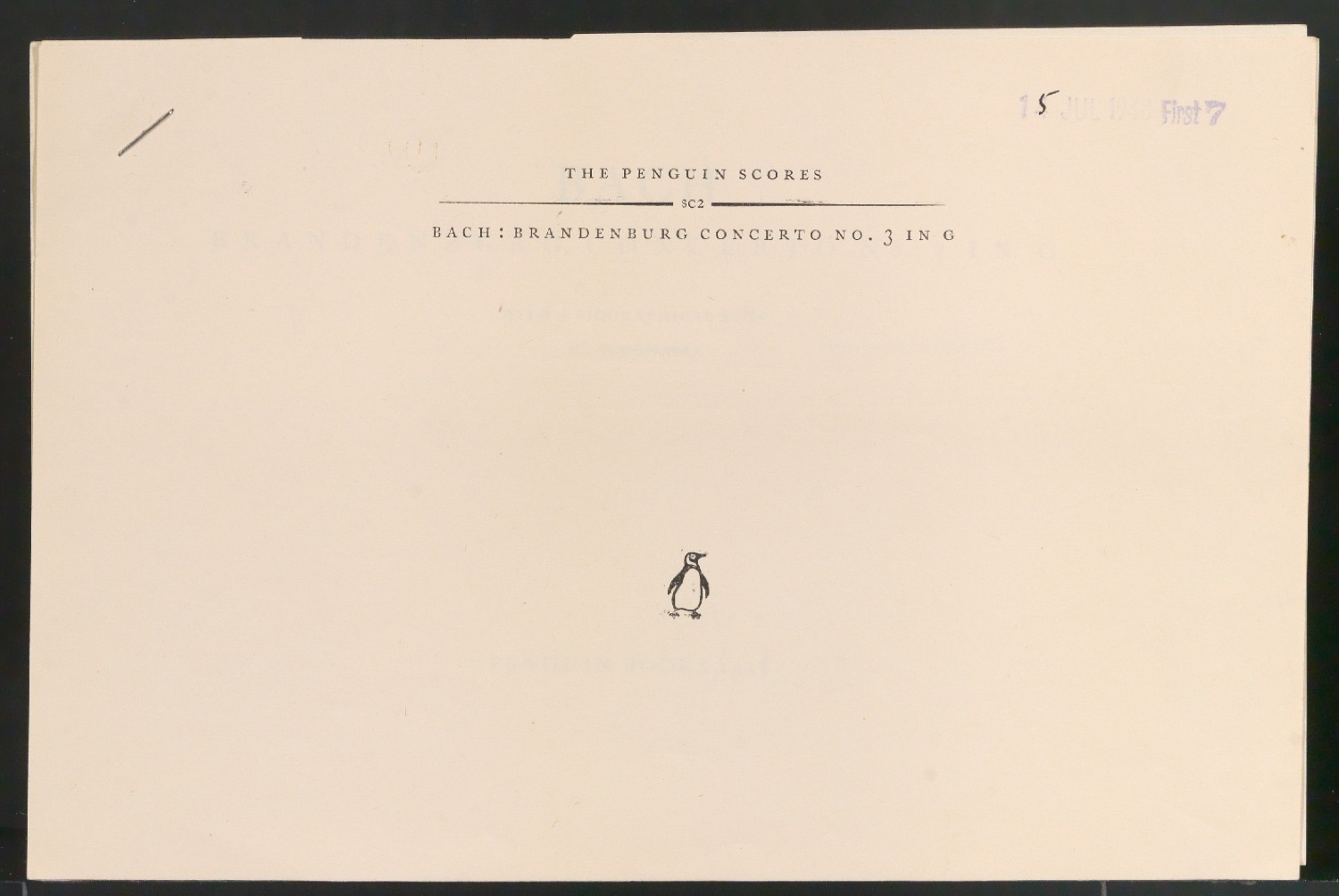 Probedruck für die Titelei von Brandenburg Concerto No. 3 in G — Blatt 1