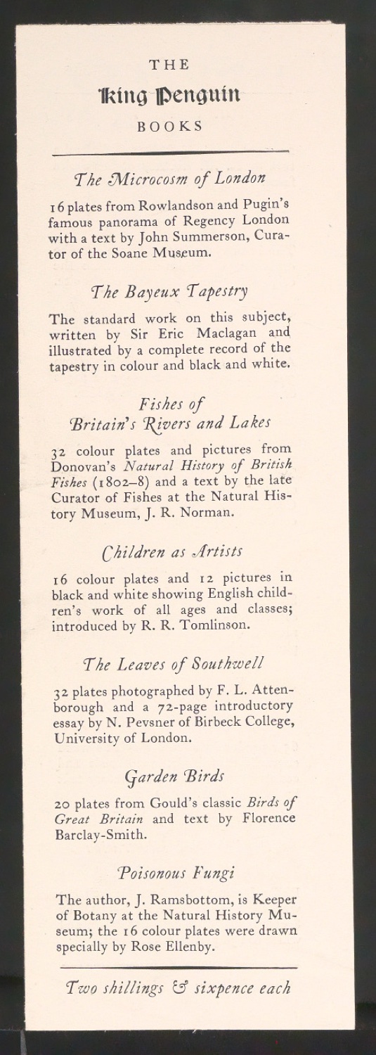 Probedruck in Fraktur für den Prospekt The King Penguin Books — Blatt 1
