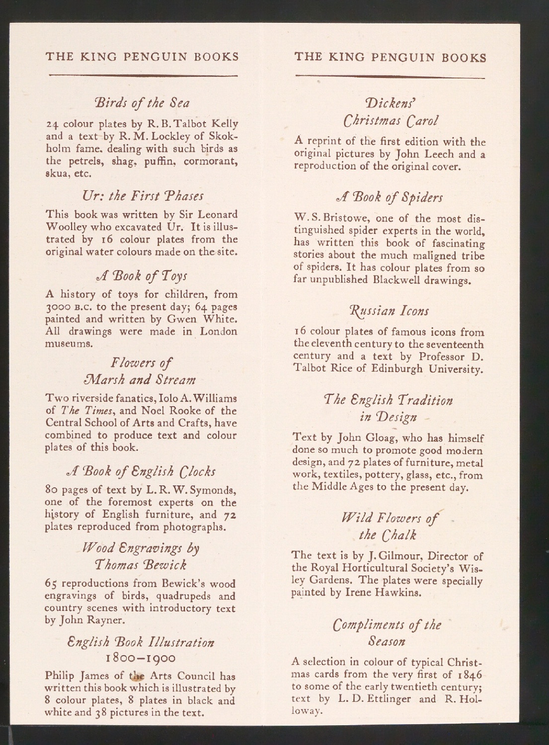 Probedruck für den Prospekt The King Penguin Books — Blatt 2