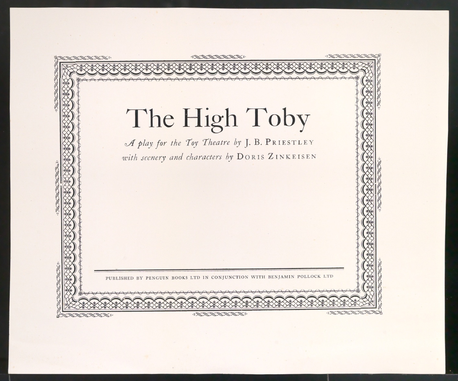 Probedruck für das Titelblatt von The High Toby — Blatt 1