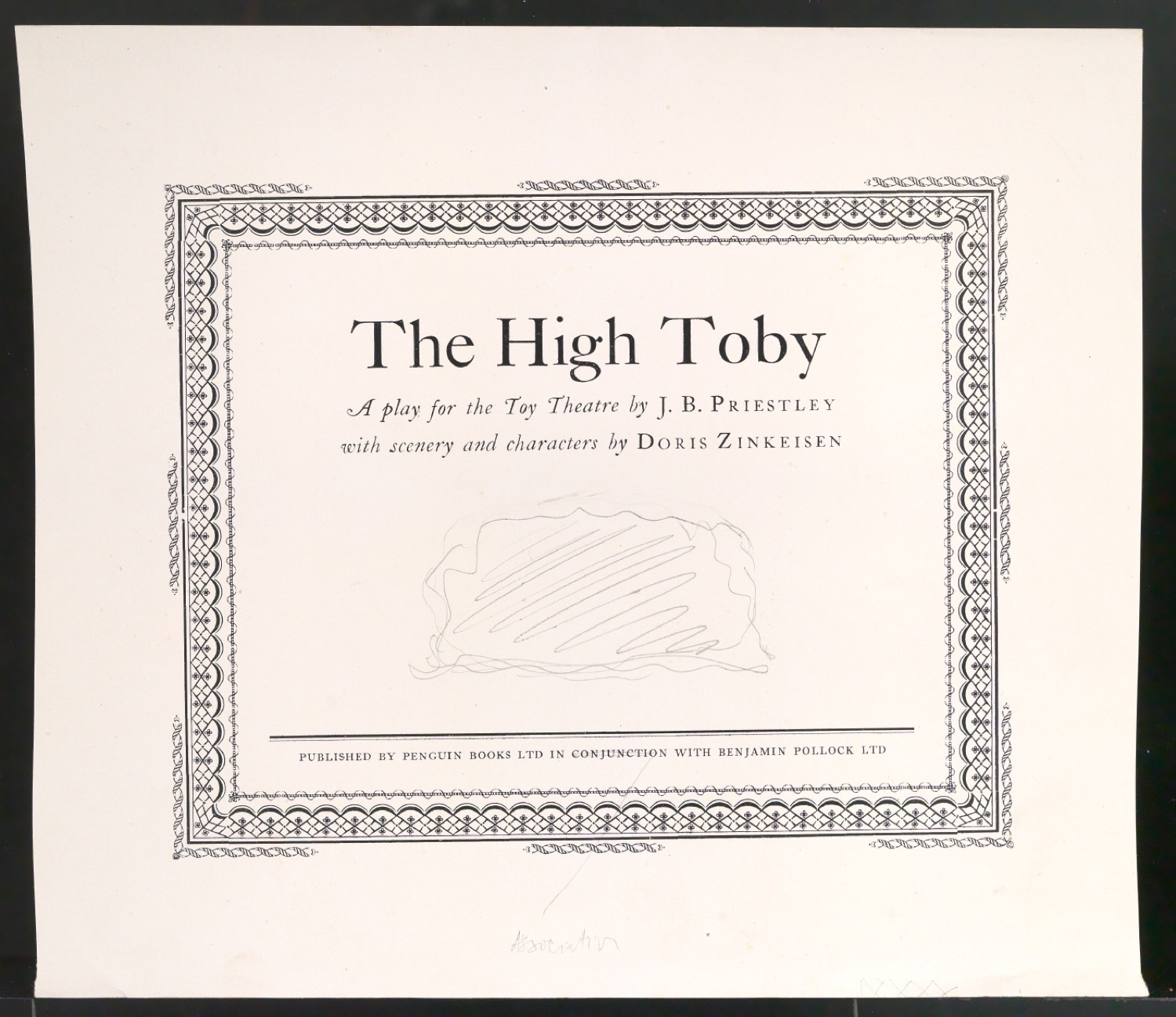 Probedruck für das Titelblatt von The High Toby mit Anmerkung — Blatt 1
