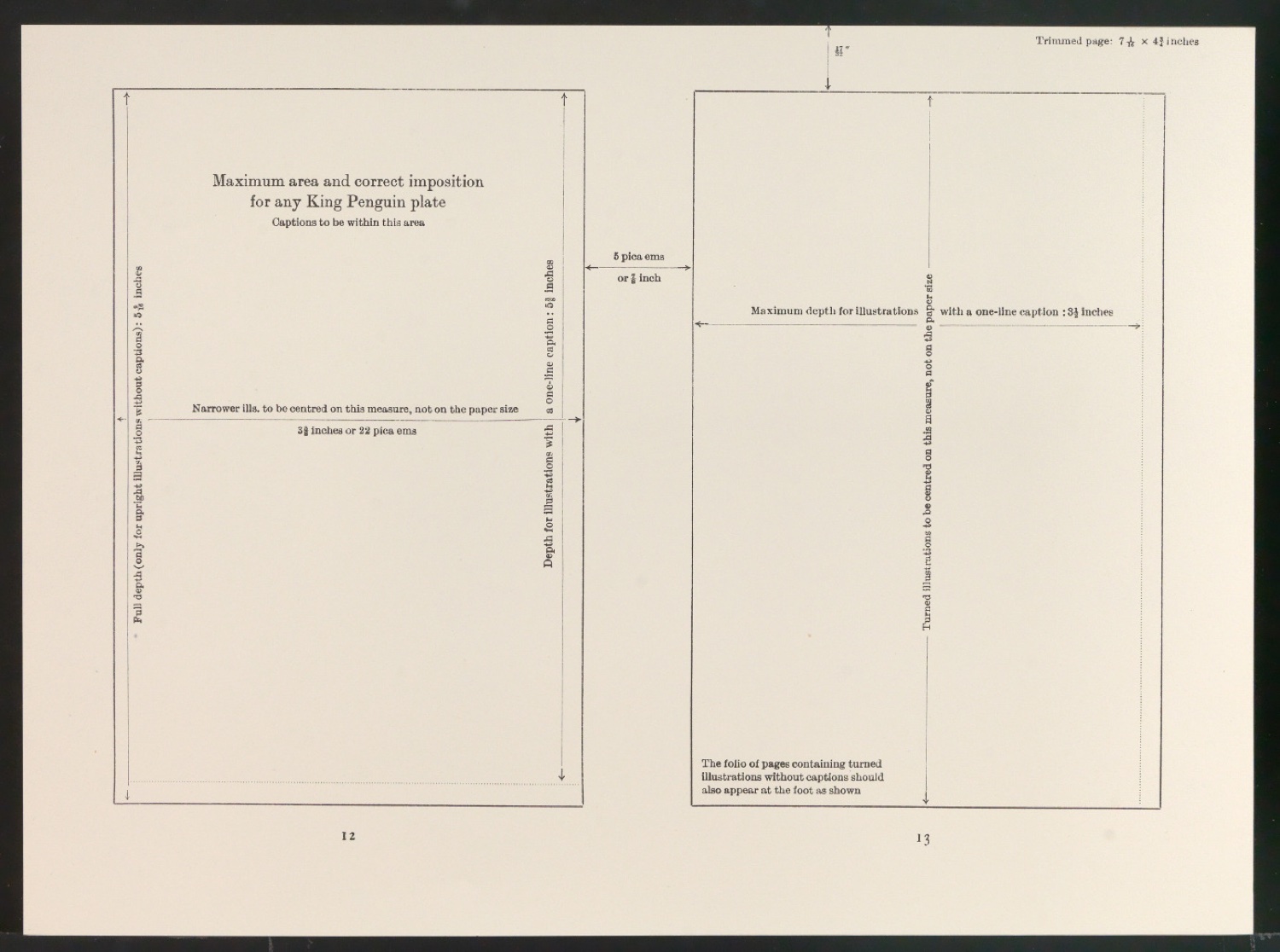 Probedruck der Layoutvorlage Maximum area and correct imposition for any King Penguin Plate mit Seitenzahlen — Blatt 1