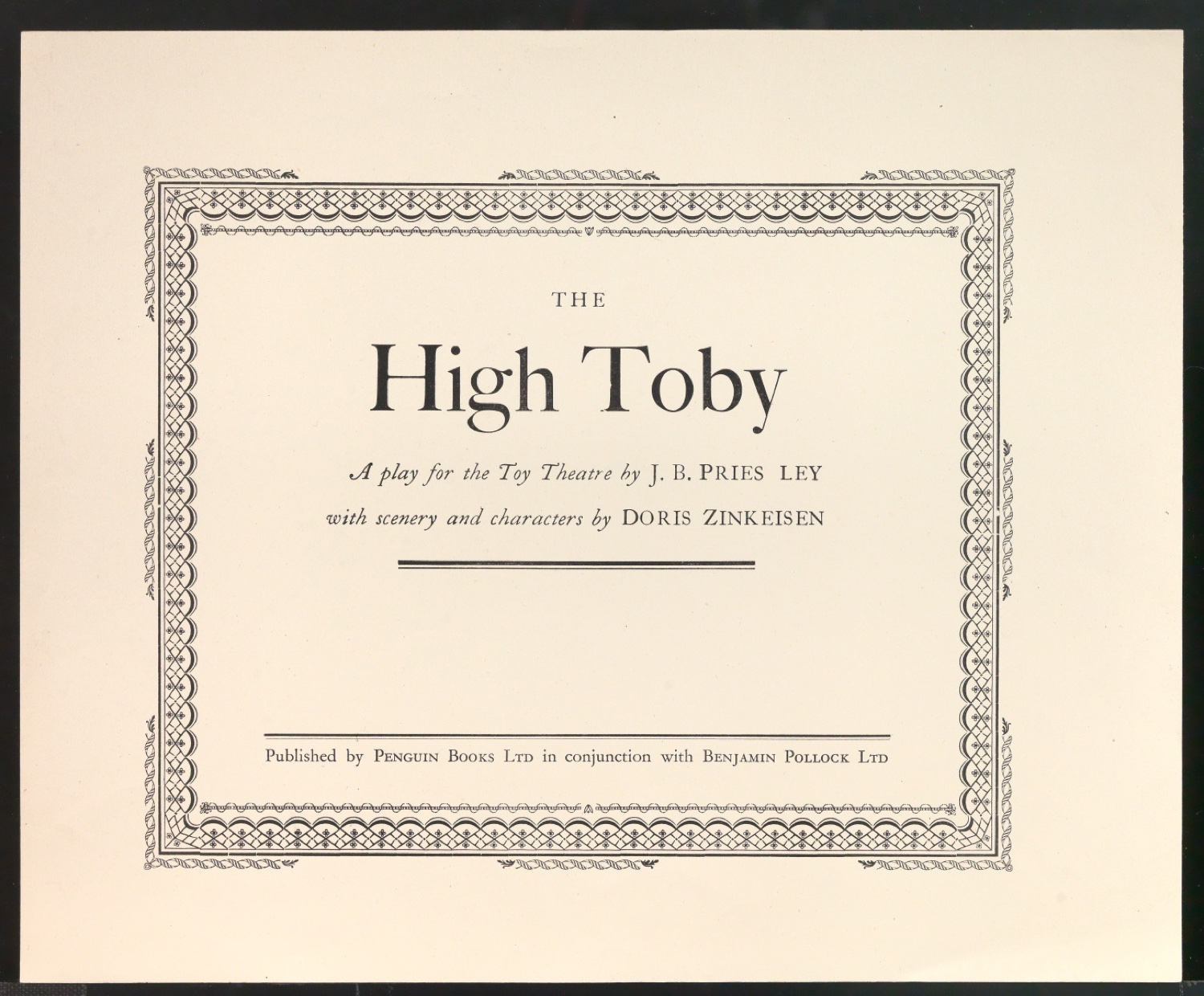 Probedruck für das Titelblatt von The High Toby — Blatt 1