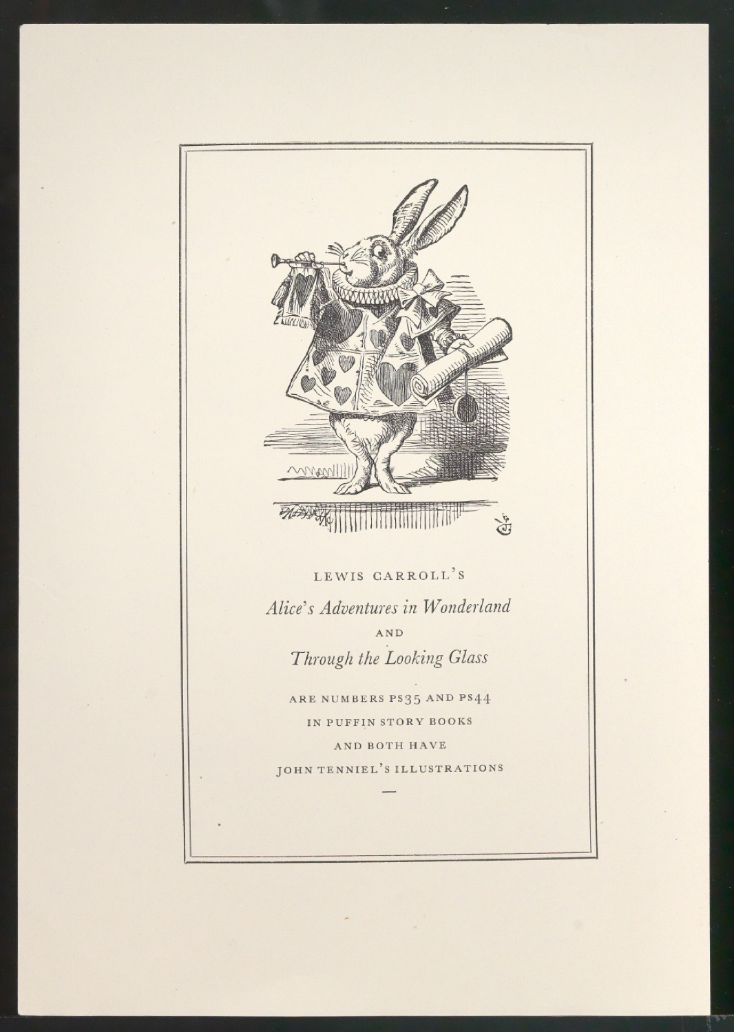 Probedruck Werbeanzeige Lewis Carroll — Blatt 1