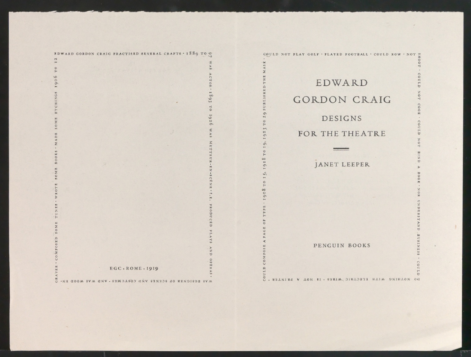 Probedruck für das Titelblatt von Edward Gordon Craig — Blatt 1