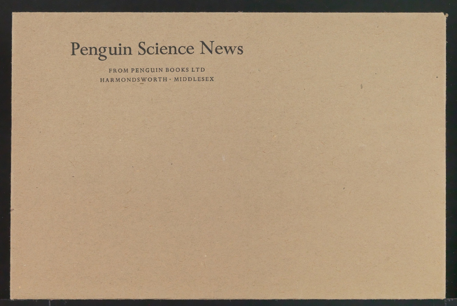Probedruck eines Briefumschlages Penguin Science News — Blatt 1