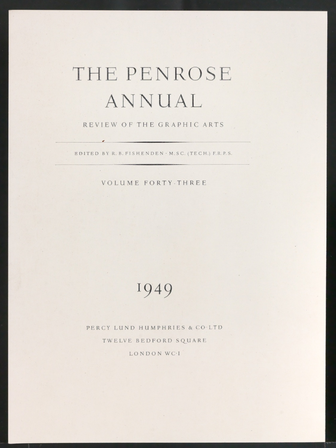Probedruck für ein fiktives Titelblatt von Penrose Annual Volume 43 — Blatt 1