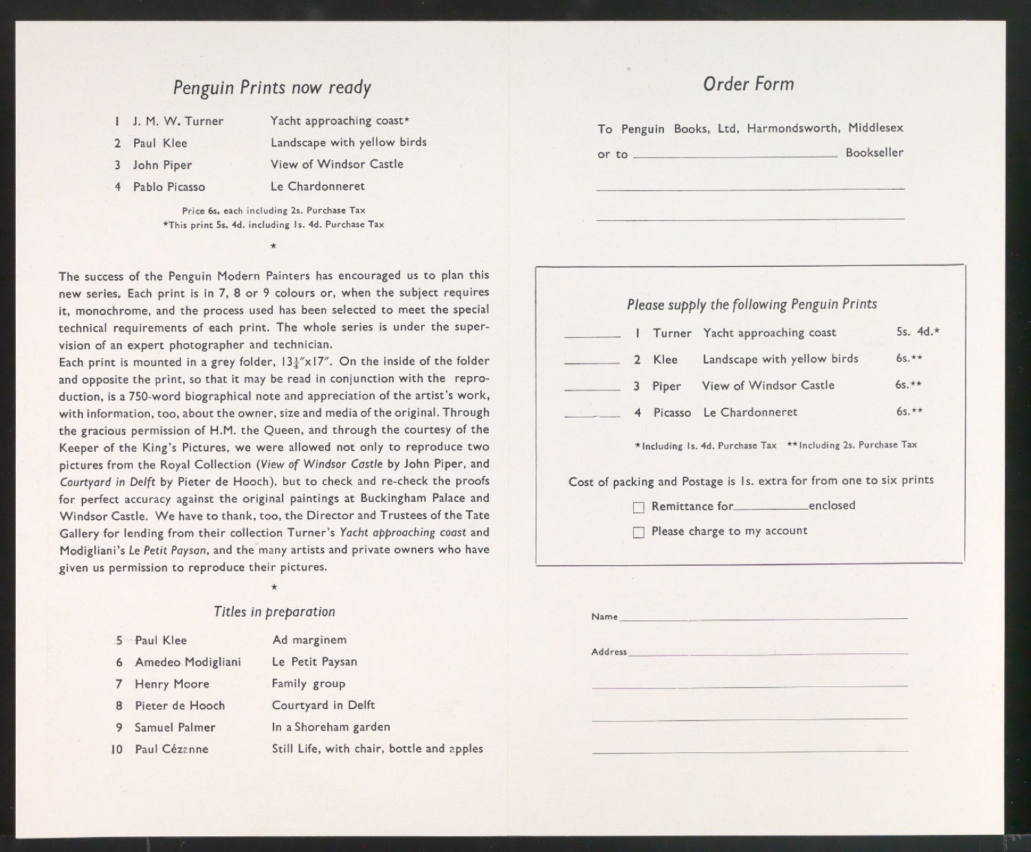 Bestellformular Penguin Prints — Blatt 2