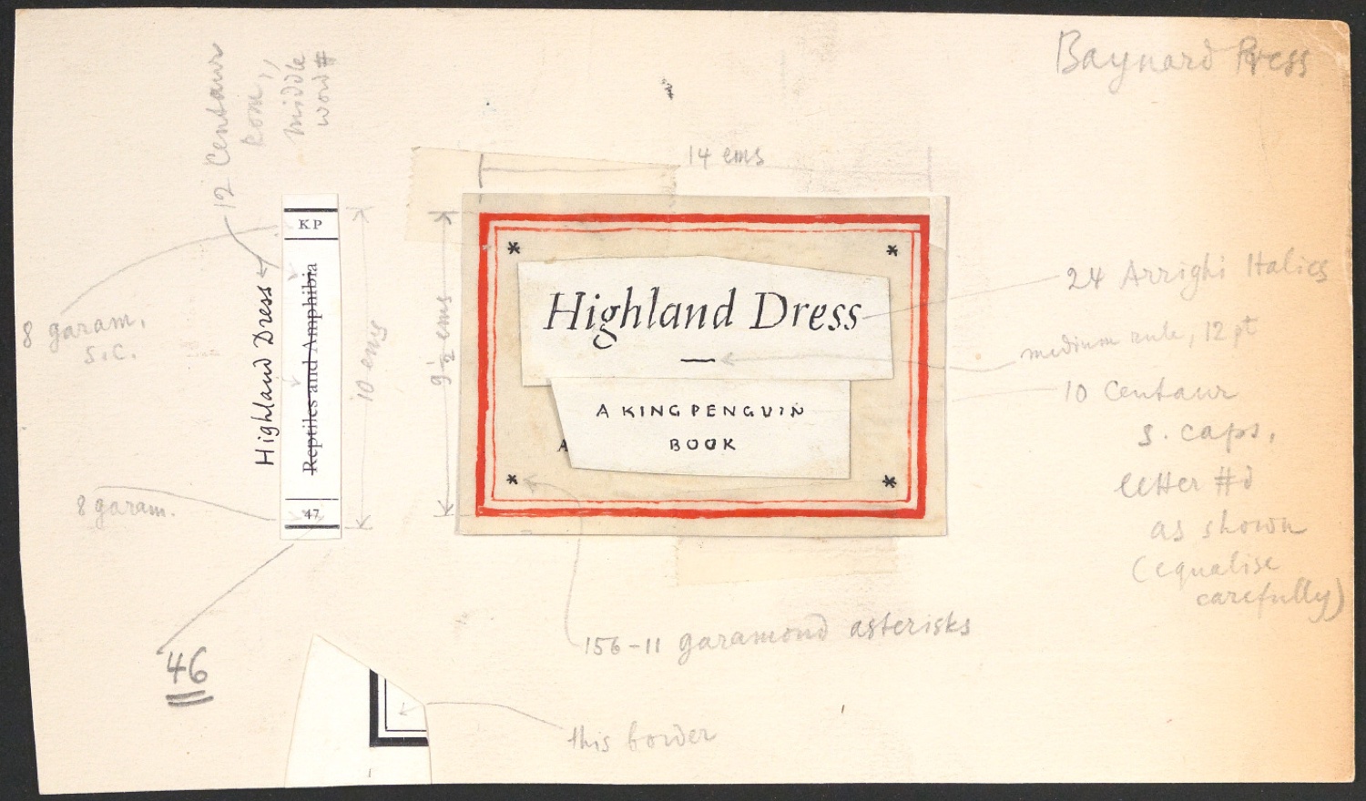 Klebeentwurf für das Titelschild von Highland Dress — Blatt 1