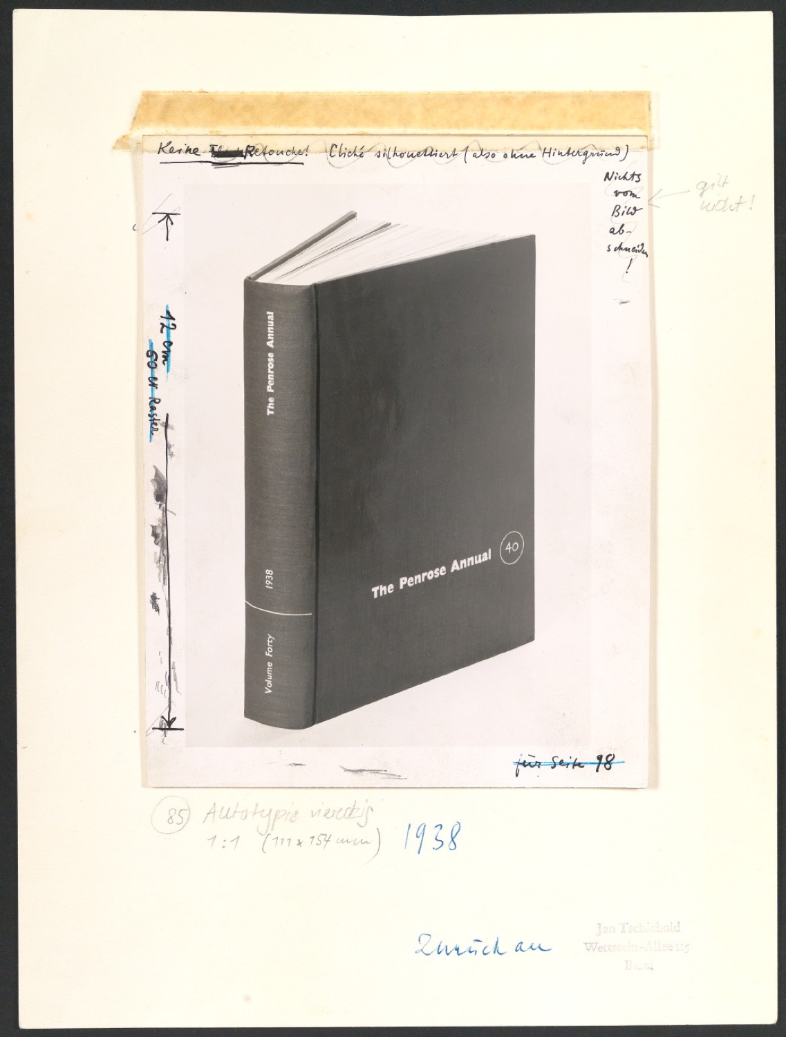 Retuschierte Fotografie mit Anweisungen für Artikel in Penrose Annual Volume 43 — Blatt 1