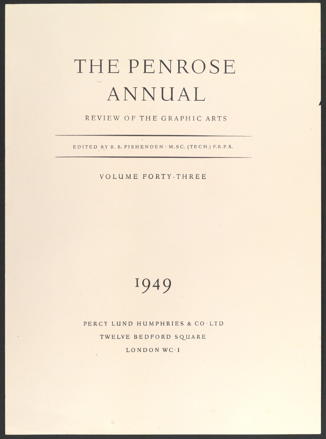 Probedruck für ein Titelblatt von Penrose Annual Volume 43 — Blatt 1