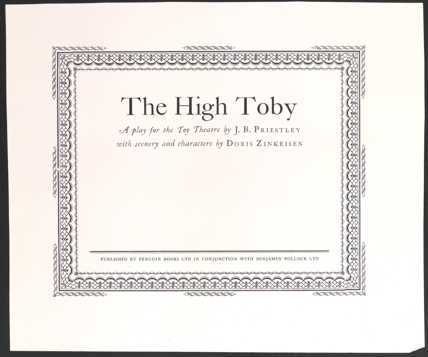 Probedruck für das Titelblatt von The High Toby — Blatt 1