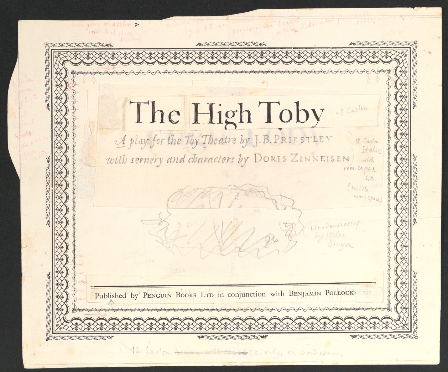 Klebeentwurf für das Titelblatt von The High Toby — Blatt 1