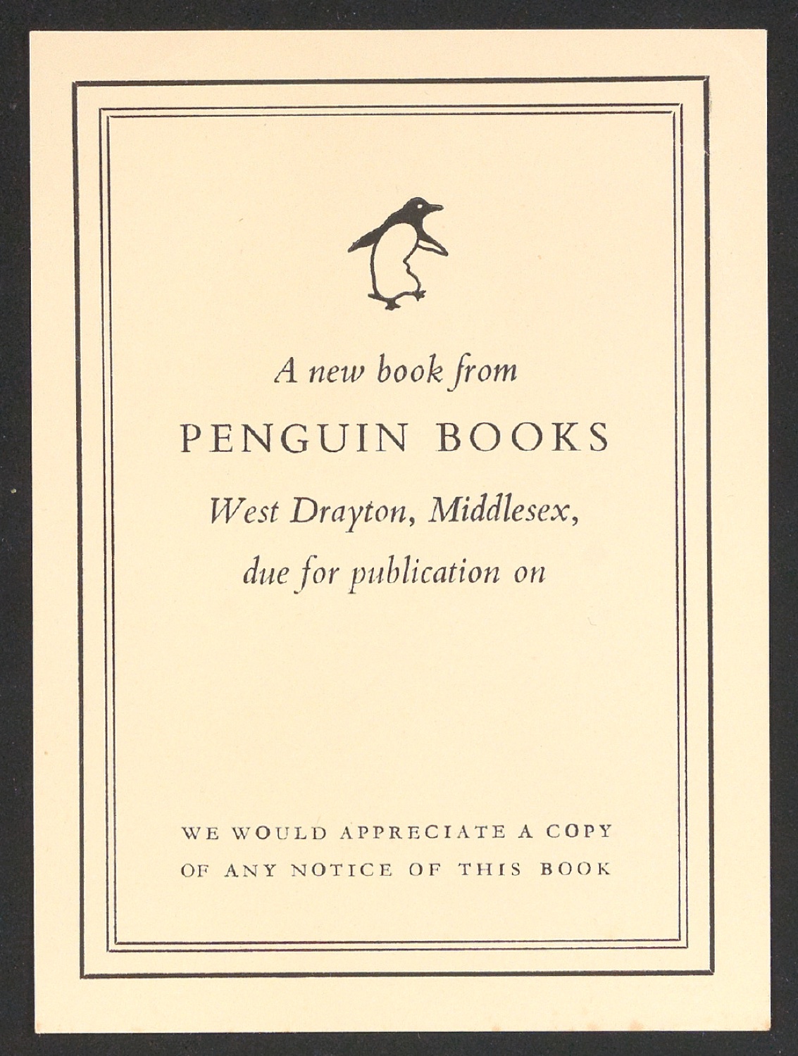 Empfehlungskarte für Penguin Books — Blatt 1