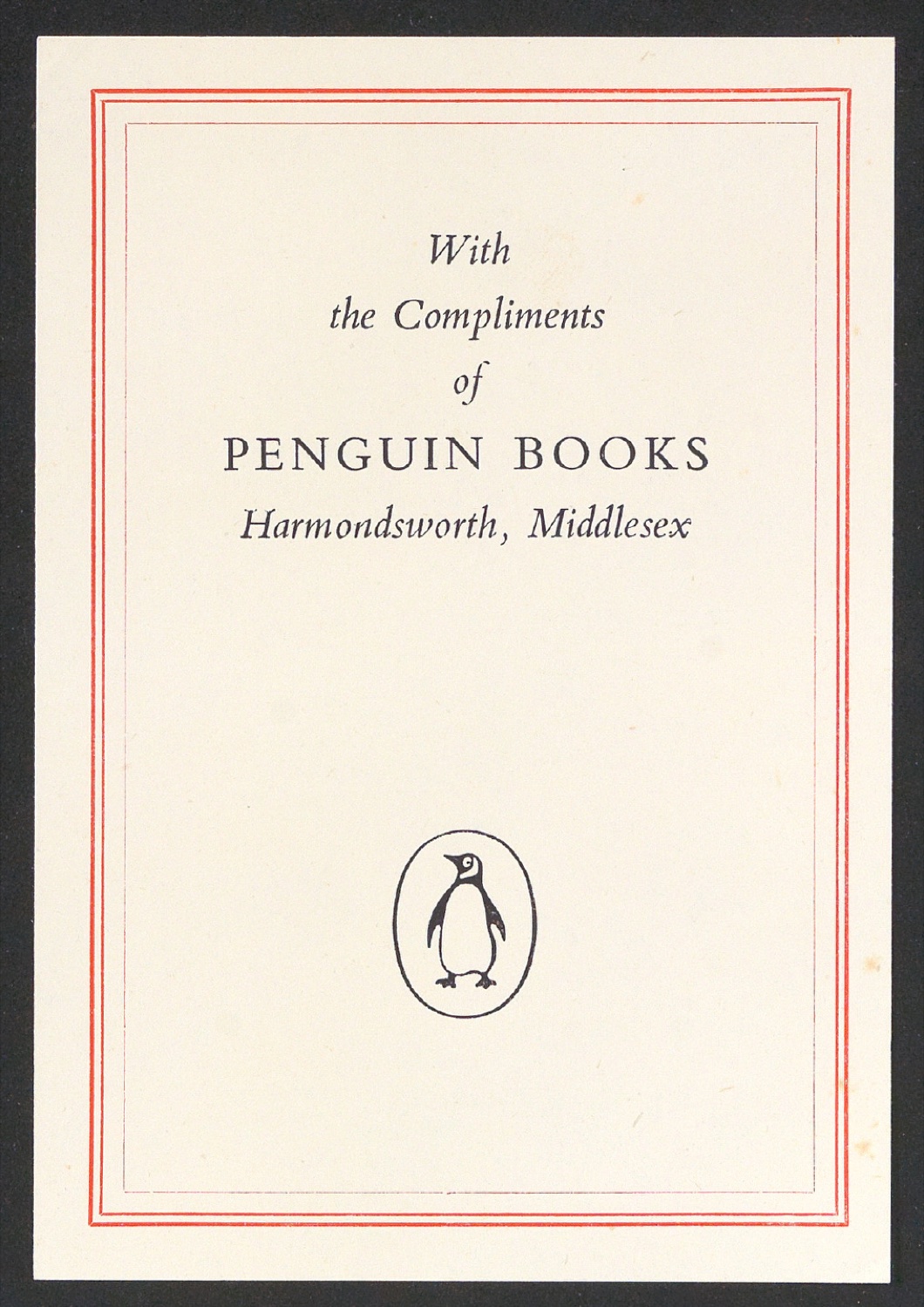 Empfehlungskarte für Penguin Books — Blatt 1