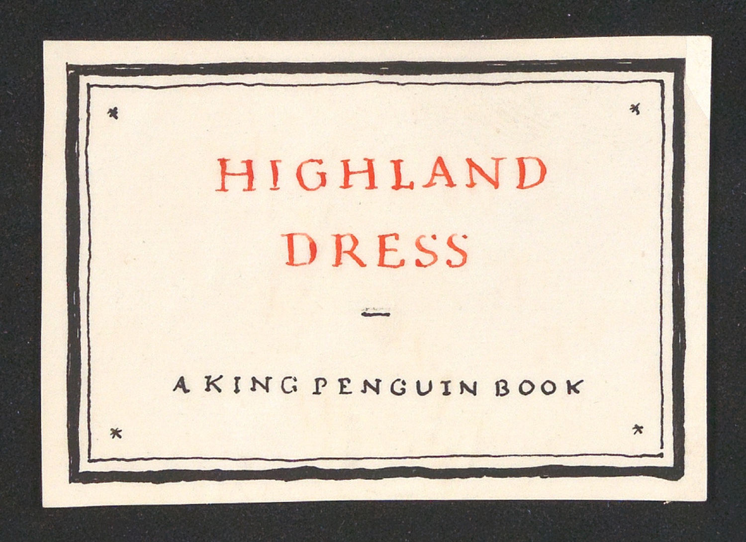 Entwurf für das Titelschild von Highland Dress, rot — Blatt 1