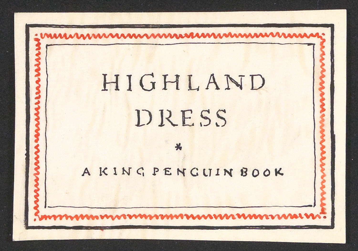 Entwurf für das Titelschild von Highland Dress, schwarz — Blatt 1