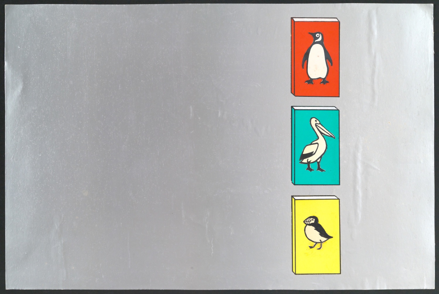 Klebeentwurf für ein Werbeplakat von Birds Of A Feather: Penguins, Pelicans, and Puffins — Blatt 1