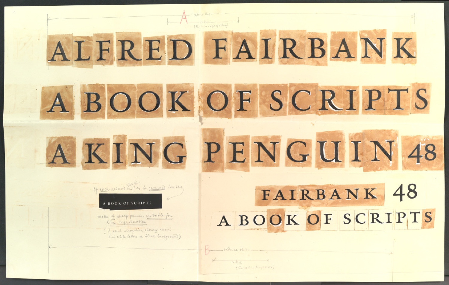Schriftentwurf für den Umschlag von A Book of Scripts — Blatt 1