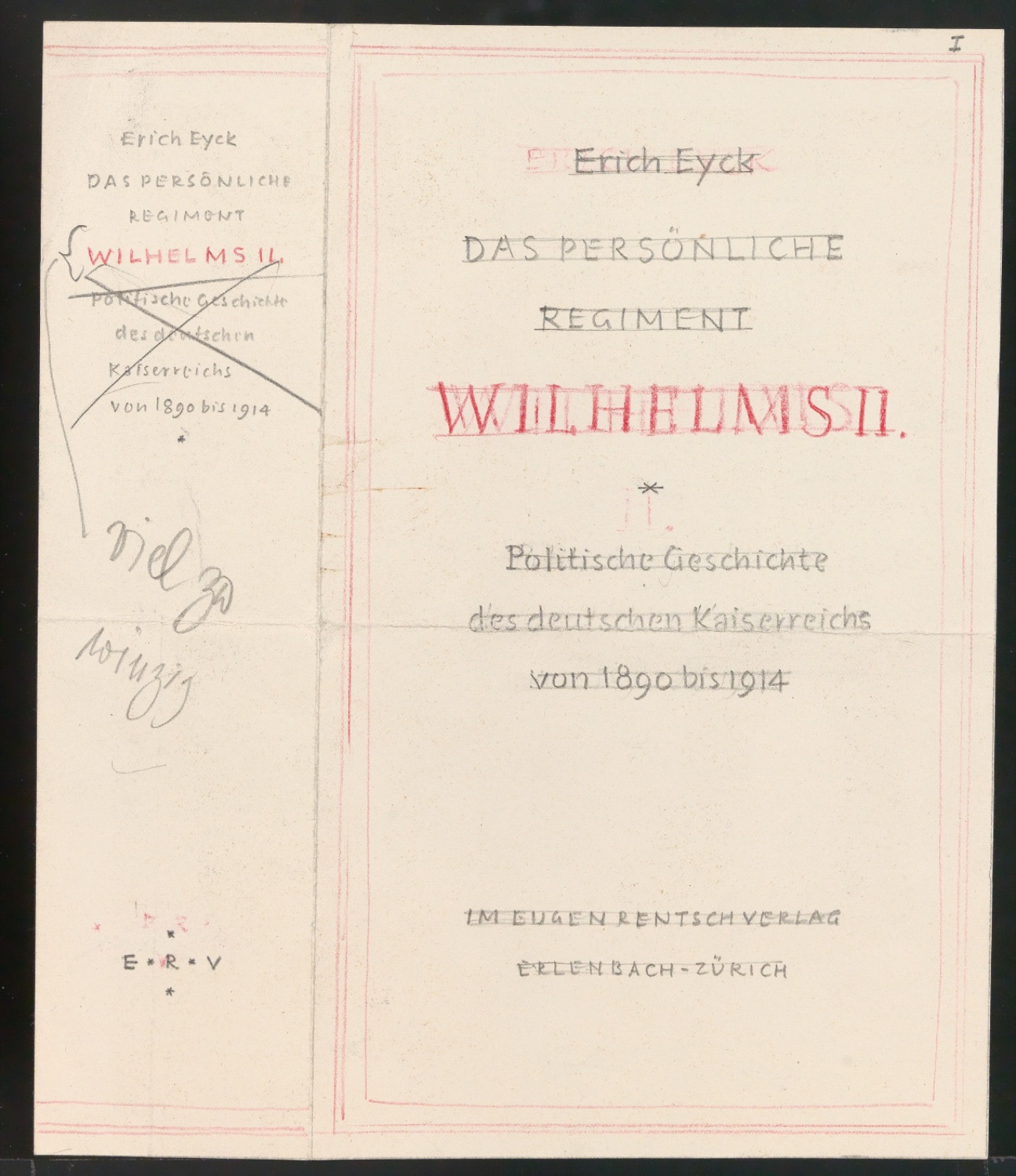 Entwürfe für Titelblatt und Einband von Das persönliche Regiment Wilhelms II — Blatt 5