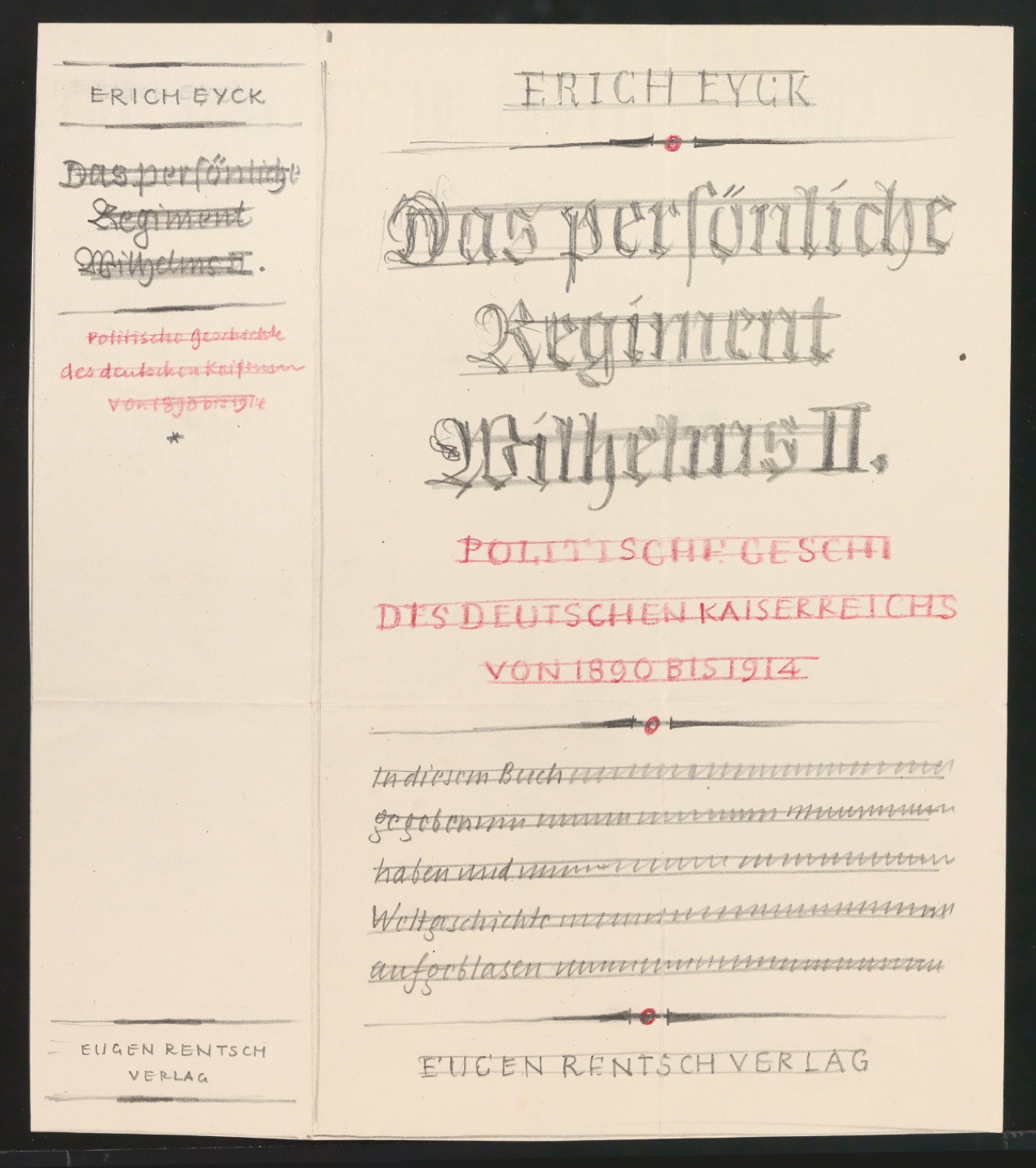 Entwürfe für Titelblatt und Einband von Das persönliche Regiment Wilhelms II — Blatt 11