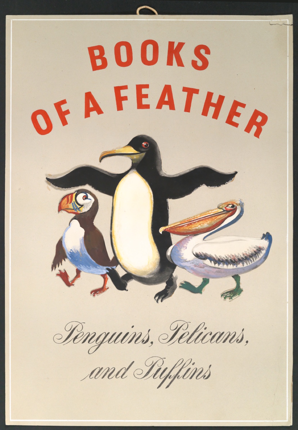 Montierter Entwurf für ein Werbeschild Books Of A Feather — Blatt 1