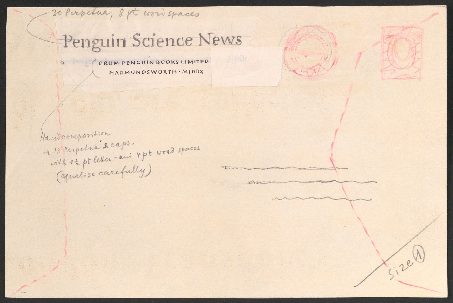 Entwurf Briefumschlag Penguin Science News für Penguin Books — Blatt 1