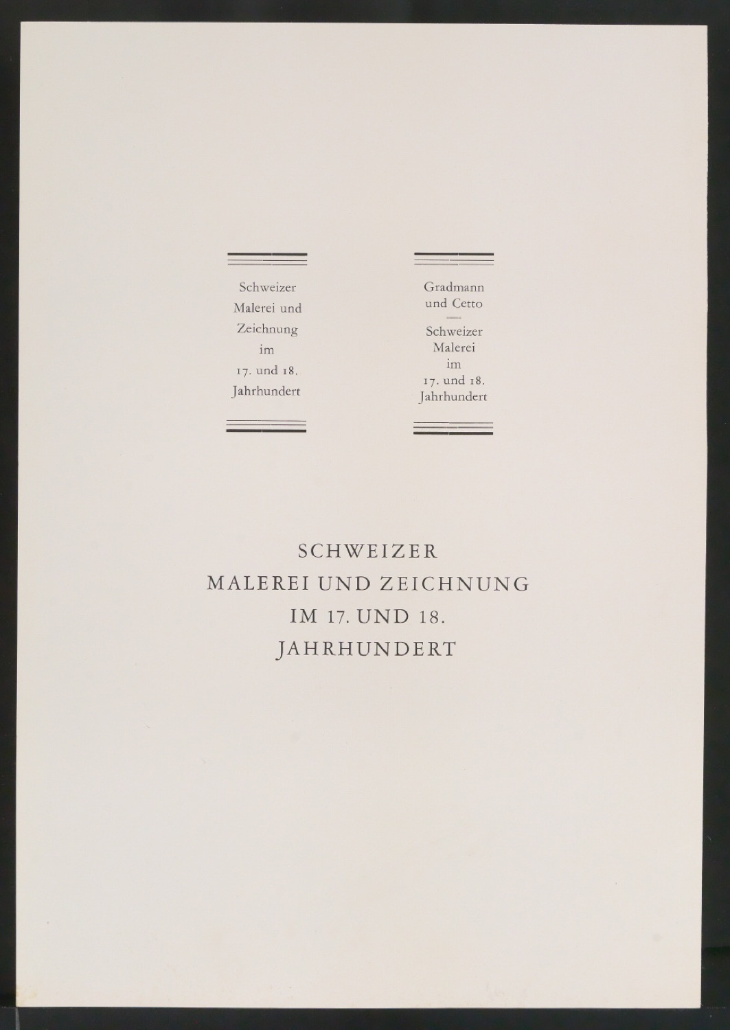 Probedruck für Titelschild und Rückenschild von Schweizer Malerei und Zeichnung im 17. und 18. Jahrhundert — Blatt 1