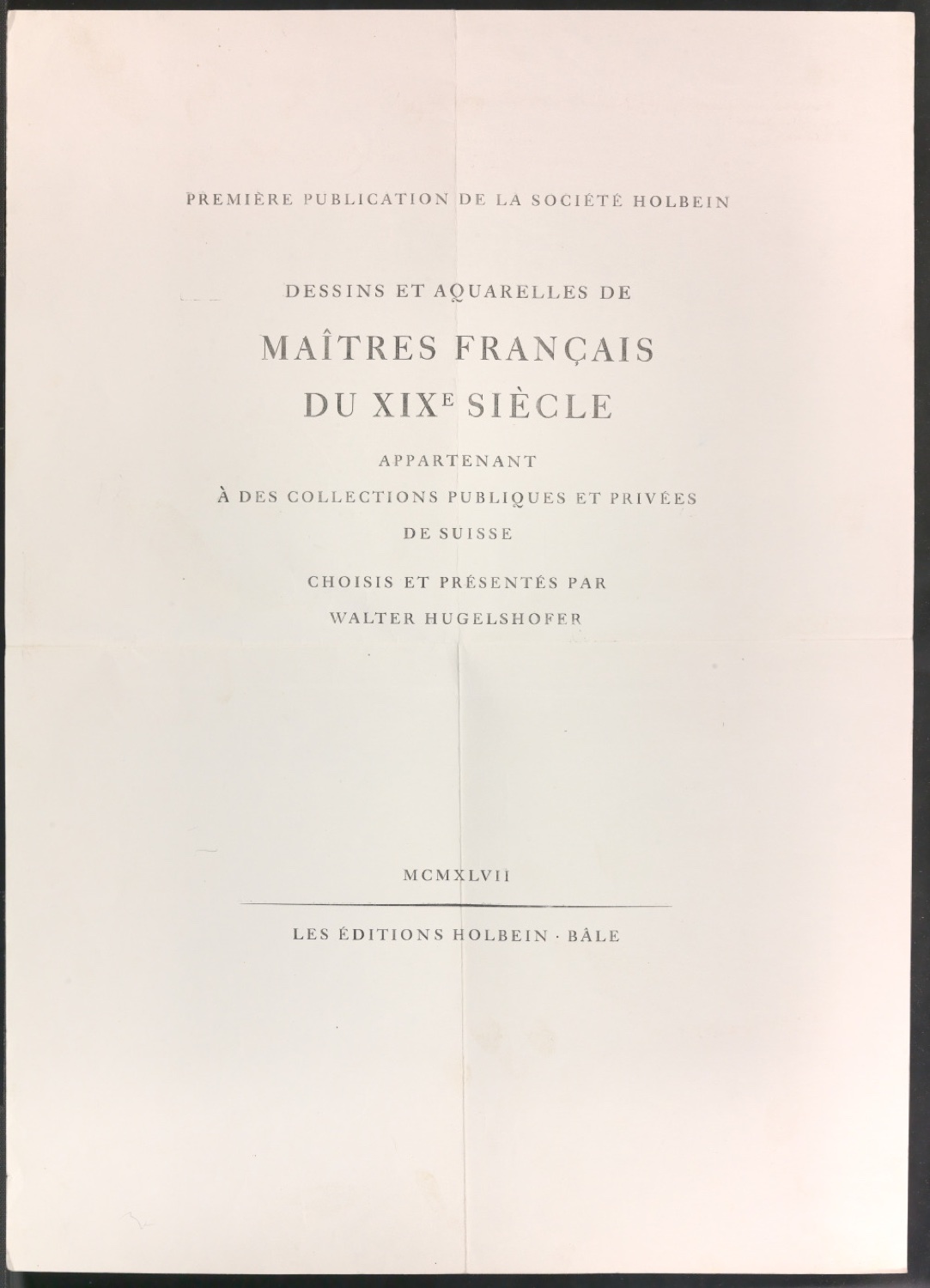 Probedruck für das Titelblatt von Dessins et aquarelles de maîtres français du 19e siècle — Blatt 1