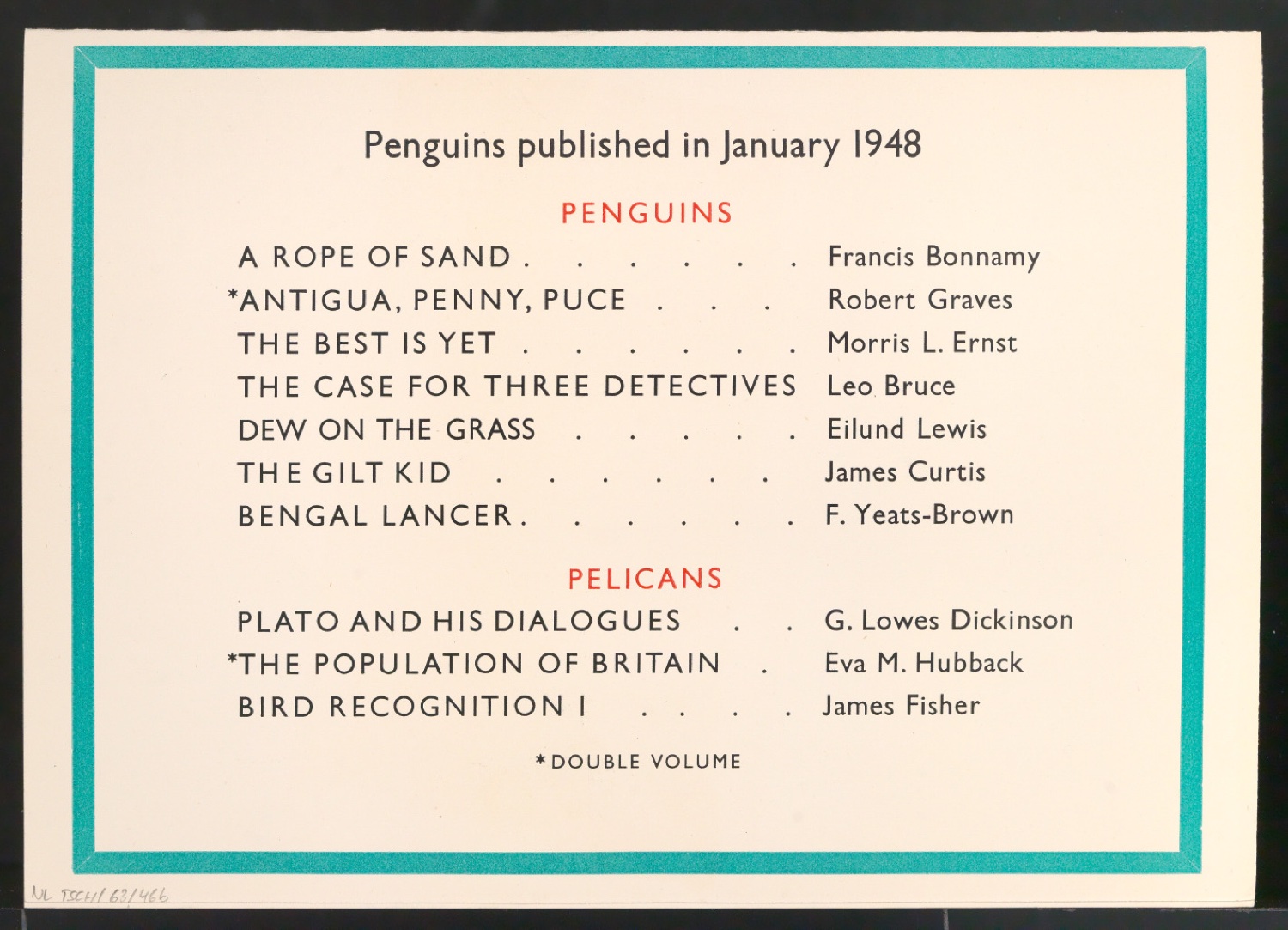 Werbeschild Penguin Books 1st January 1948 — Blatt 3