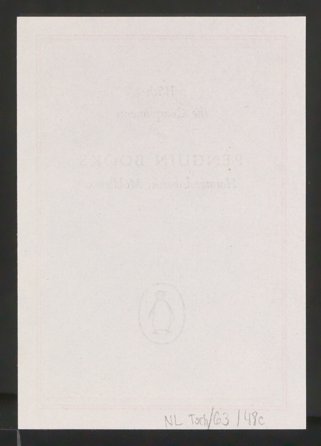 Empfehlungskarte Compliments of Penguin Books — Blatt 2