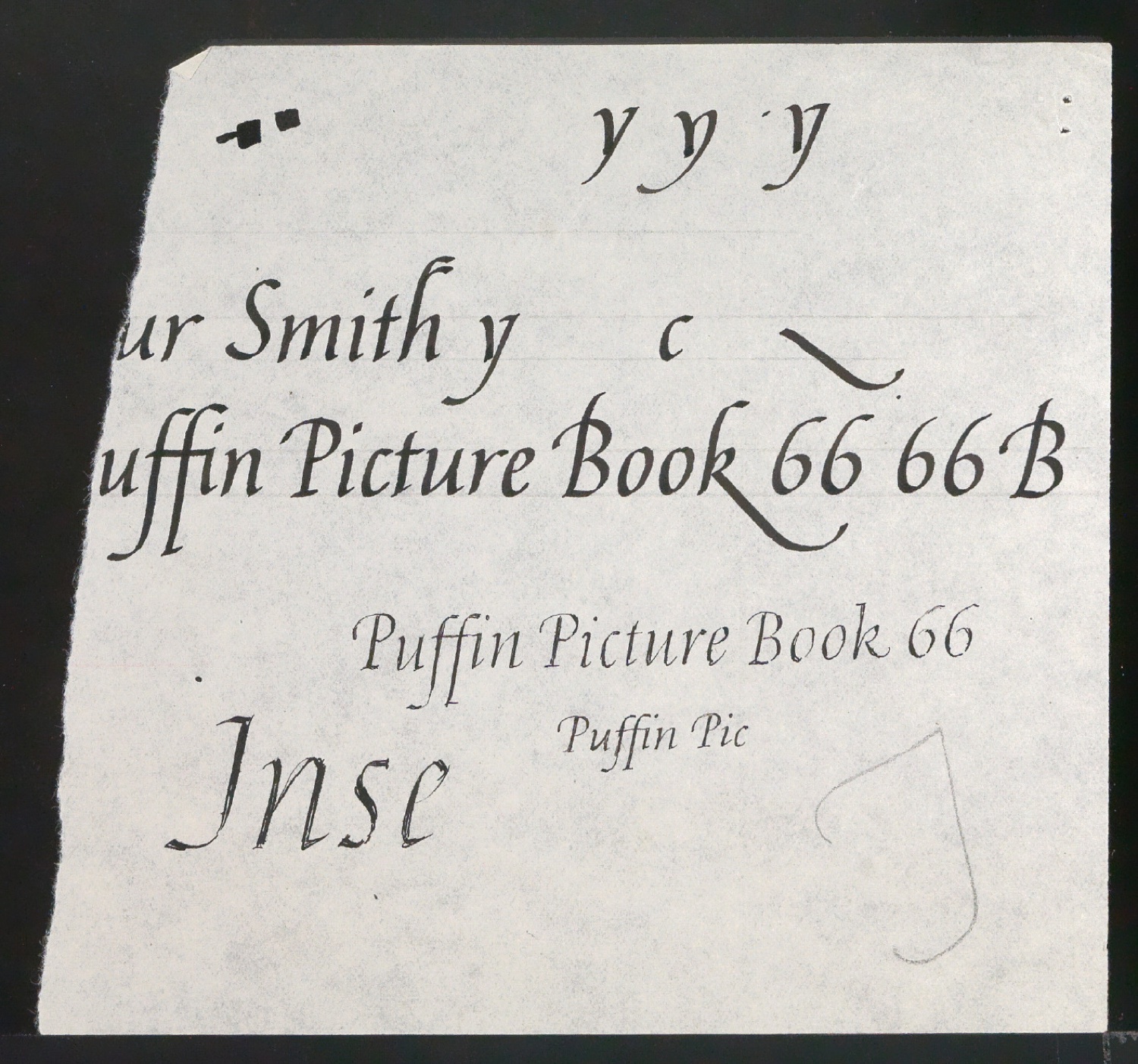 Skizzen eines Schriftzuges Puffin Picture Book 66 — Blatt 1