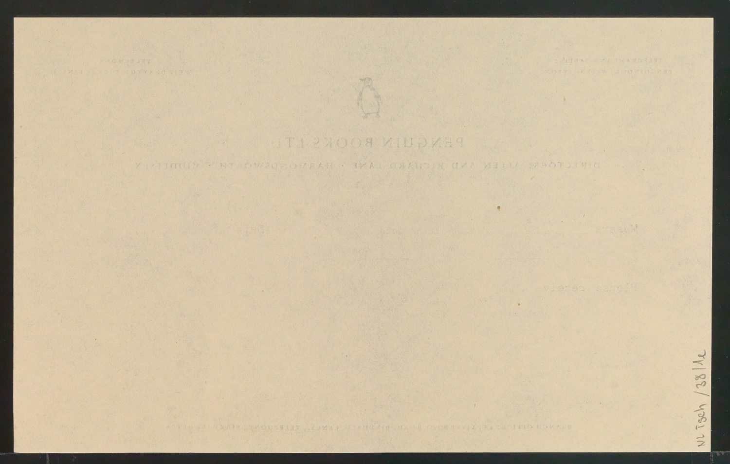 Formular Please receive für Penguin Books Ltd — Blatt 2
