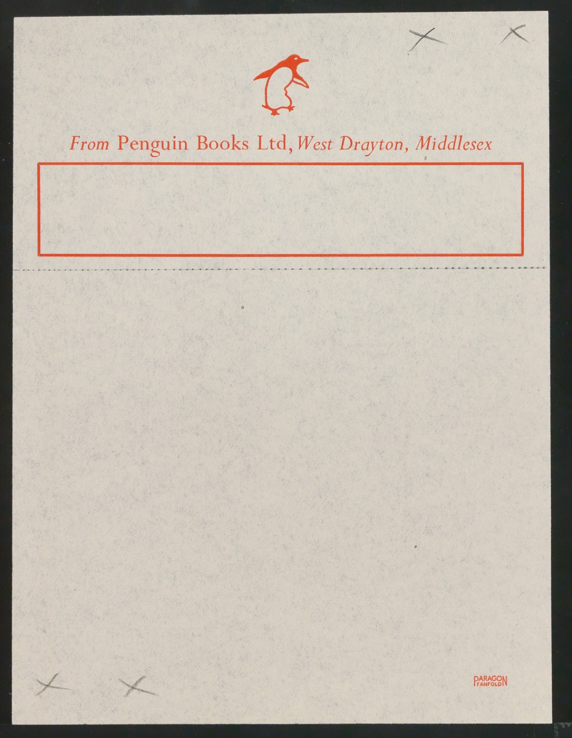 Entwurf für einen Abreißzettel für Penguin Books Ltd — Blatt 1