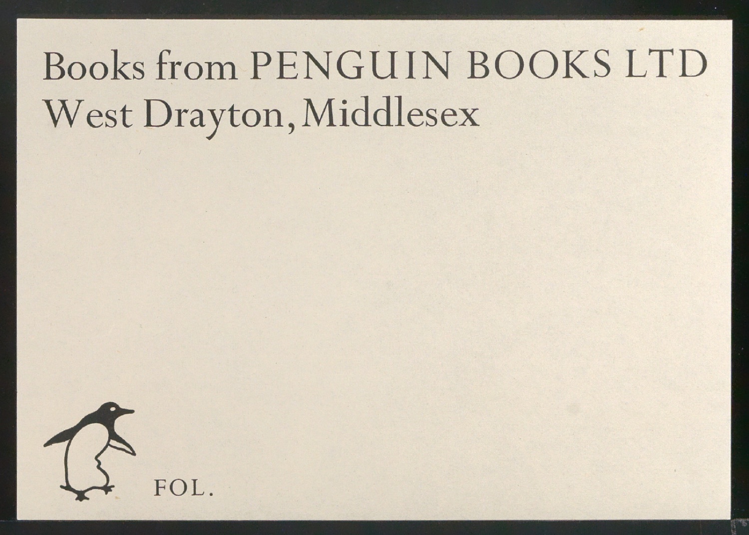 Adressetikett für Penguin Books — Blatt 1