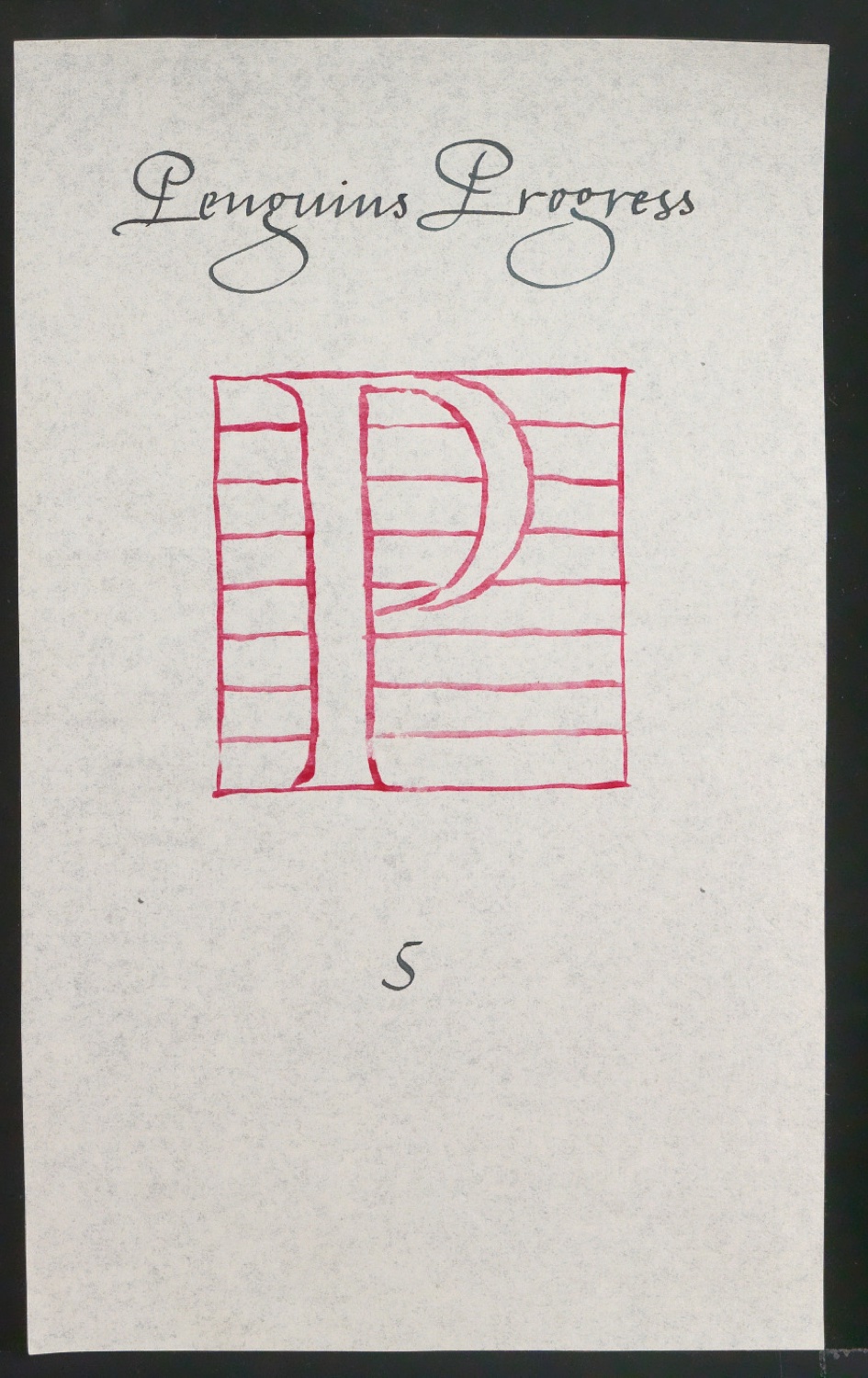 Entwurf der Typographie für den Umschlag von Penguins Progress Volume 5 — Blatt 1