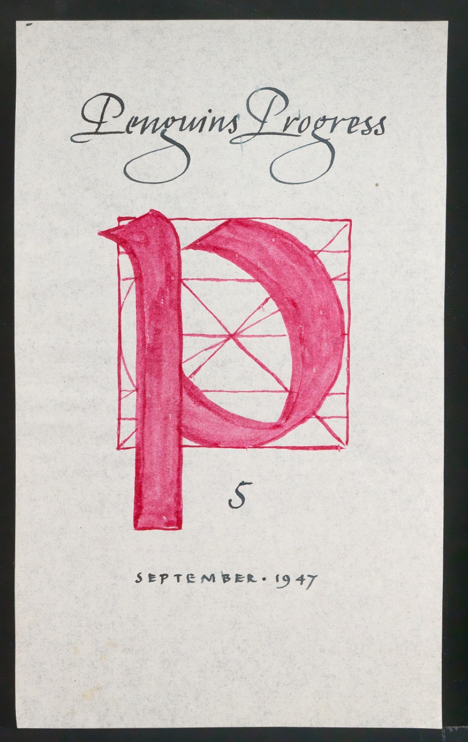 Entwurf der Typographie für den Umschlag von Penguins Progress Volume 5 — Blatt 1