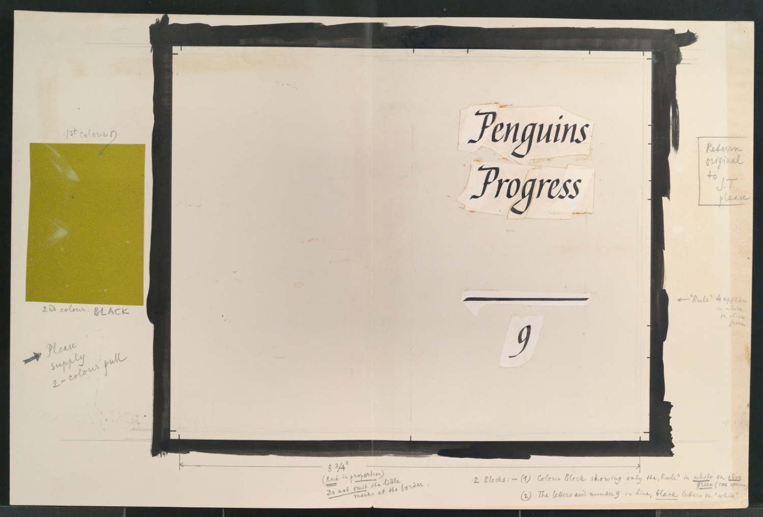 Klebeentwurf für die Titelschrift des Umschlags von Penguin Progress Volume 5 — Blatt 1