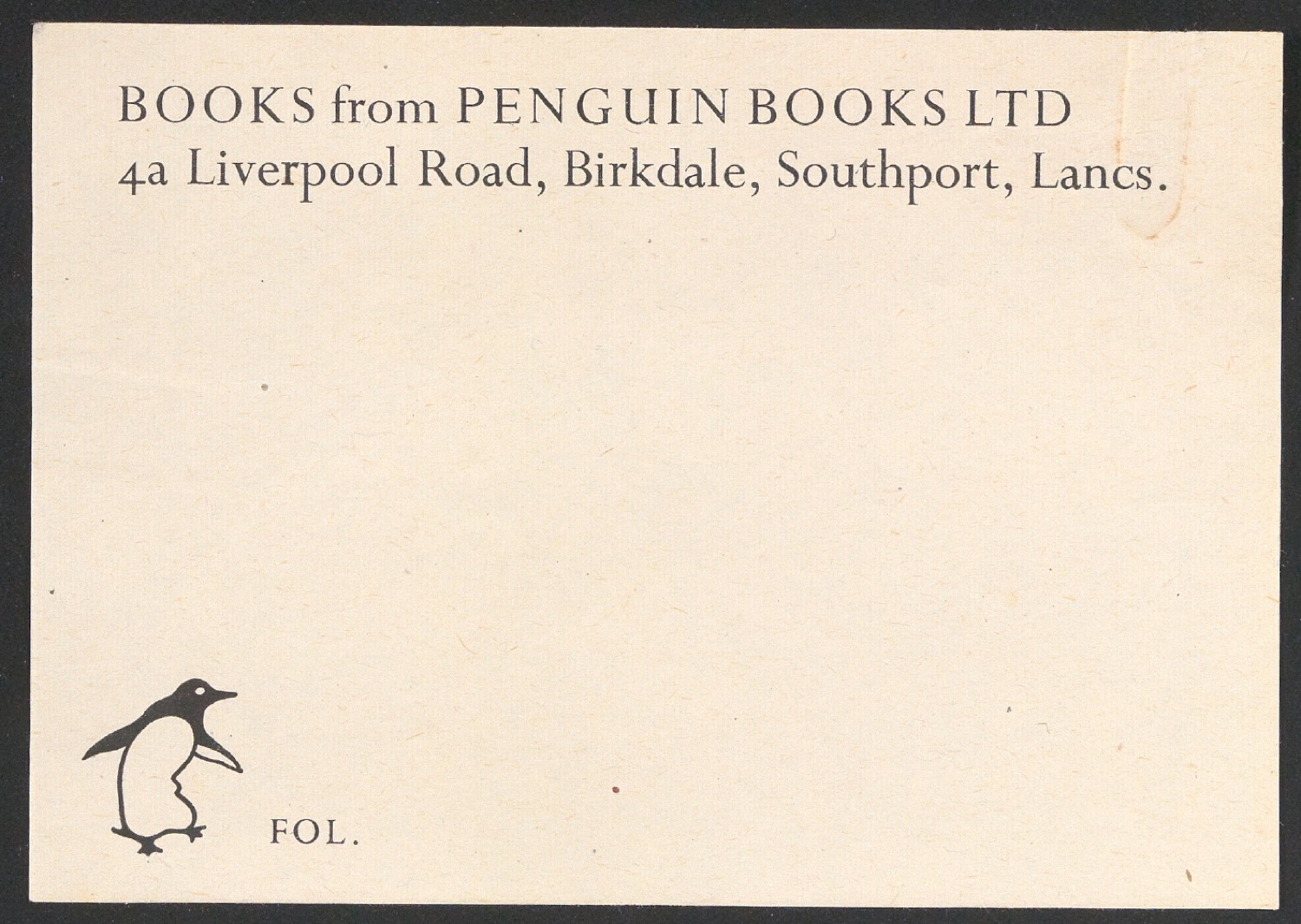 Adressetikett für Penguin Books — Blatt 1