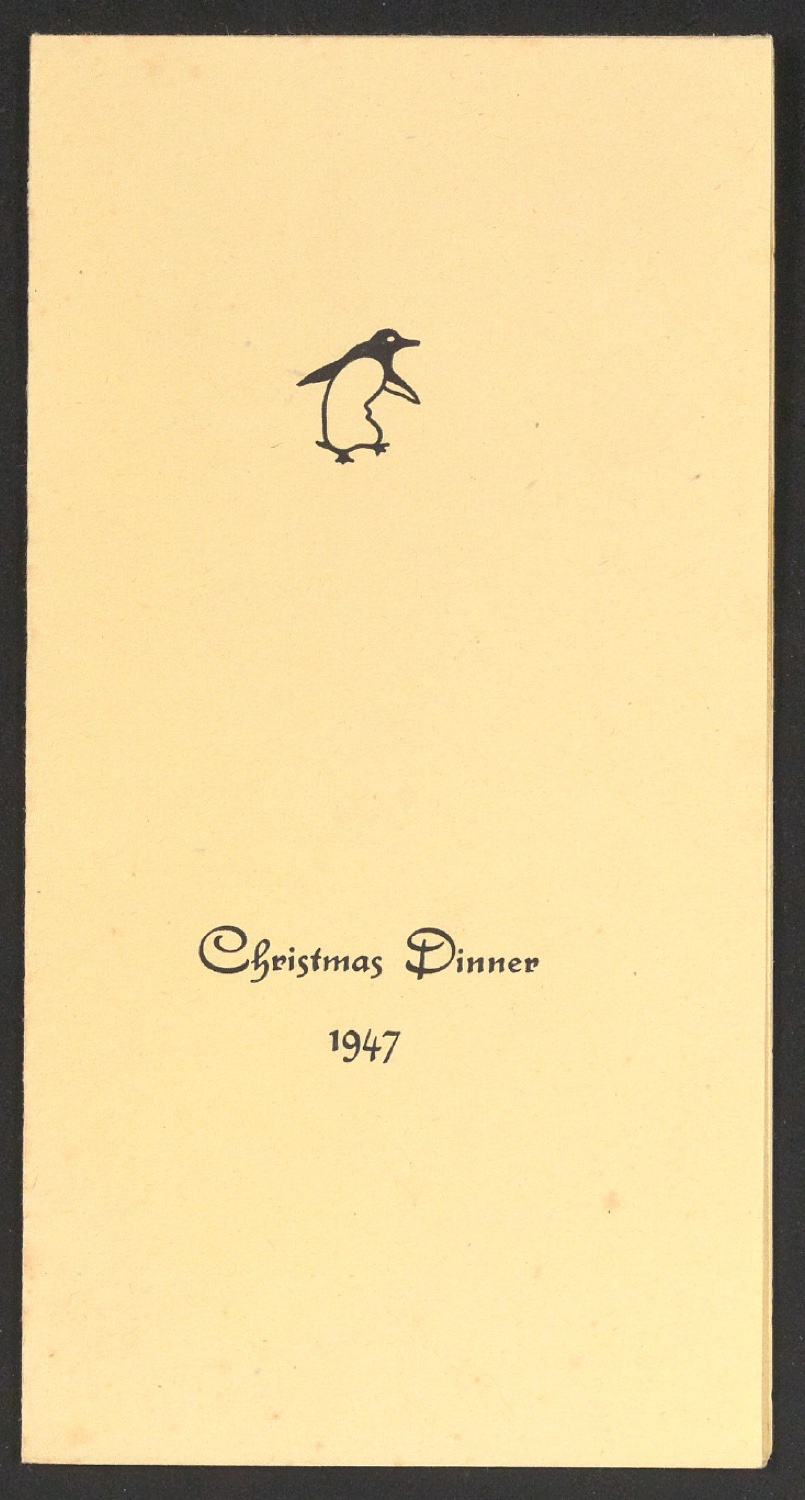 Druckfahne der Menükarte Christmas Dinner 1947 — Blatt 1