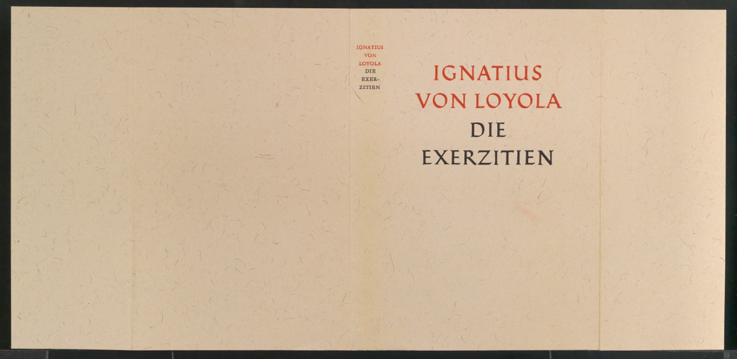 Probedruck für den Schutzumschlag von Die Exerzitien — Blatt 1