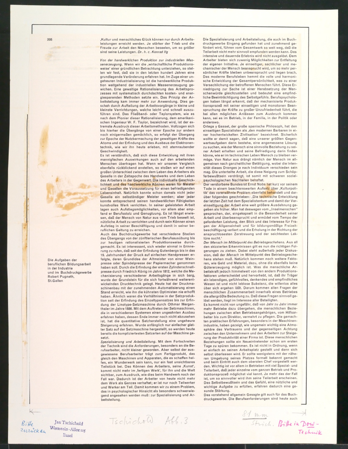 Klischeevorlage eines Textes — Blatt 1