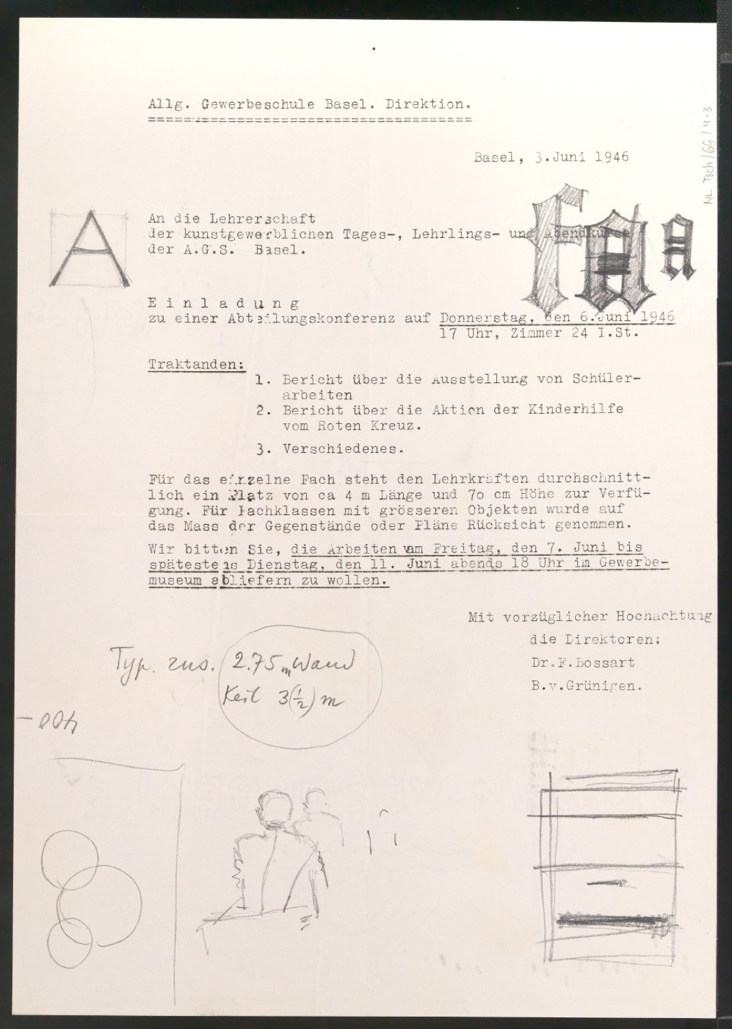 Skizzenentwürfe von Titelblatt für Schweizer Bücher-Katalog 1946-1947 — Blatt 2