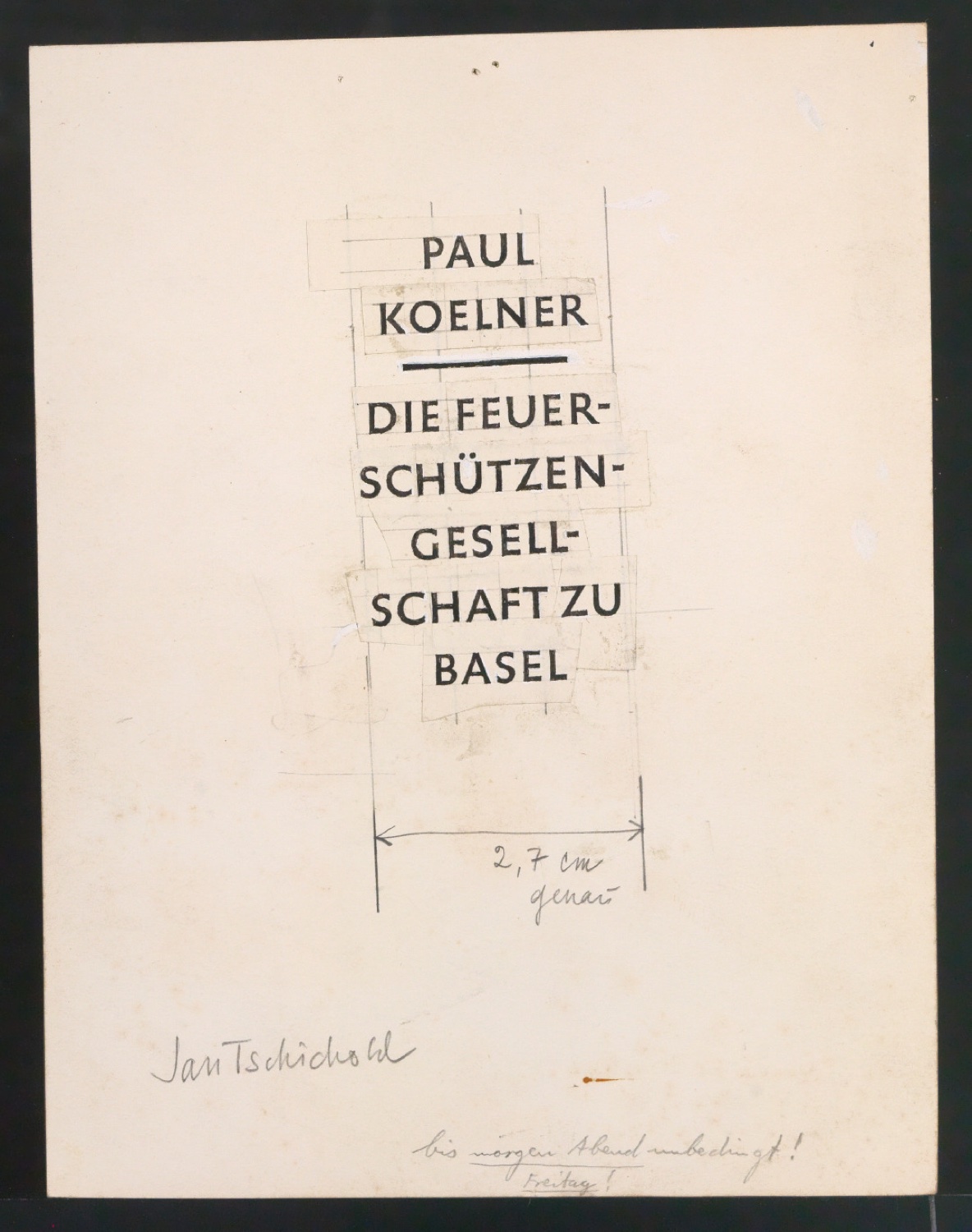 Entwurf für das Titelblatt von Die Feuerschützen-Gesellschaft zu Basel — Blatt 1
