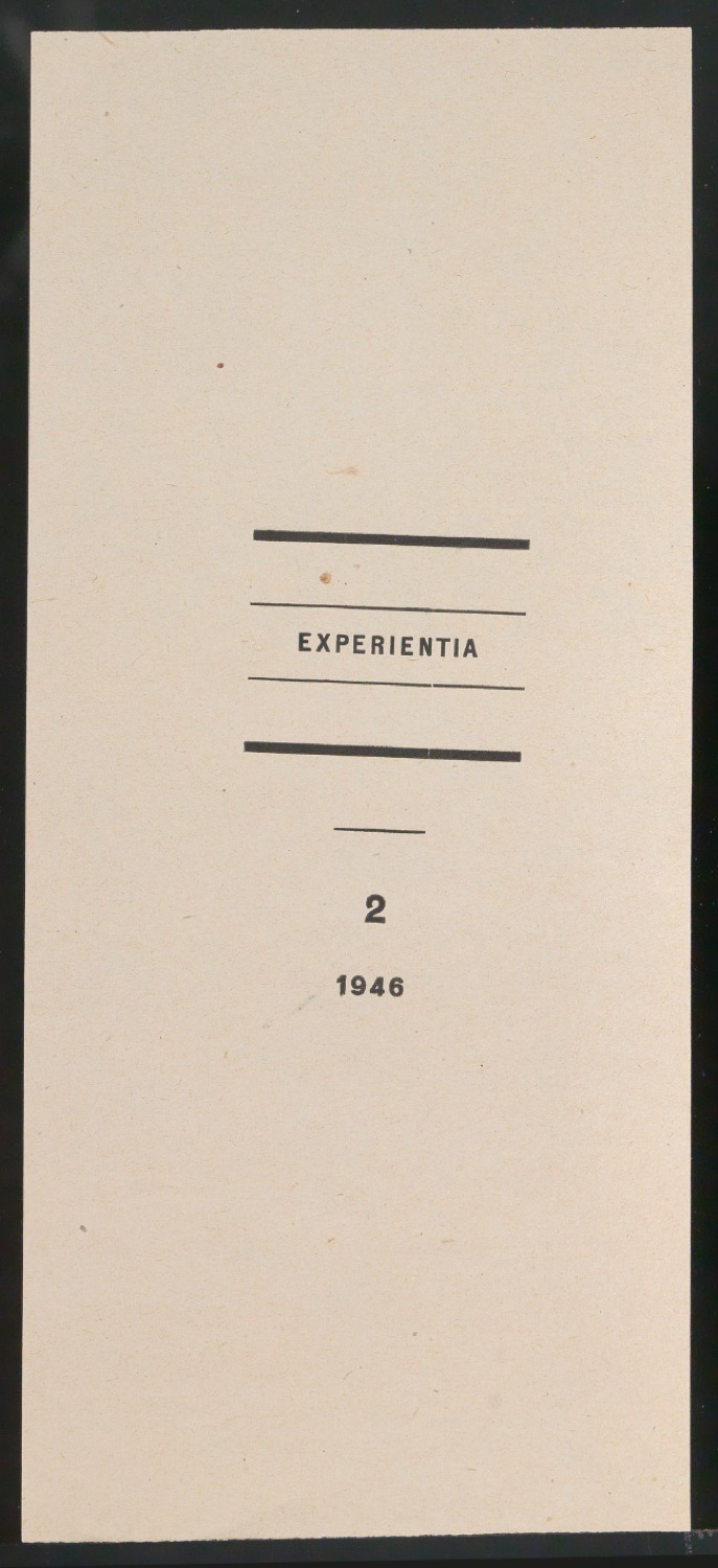 Probedruck für den Buchrücken von Experientia — Blatt 1