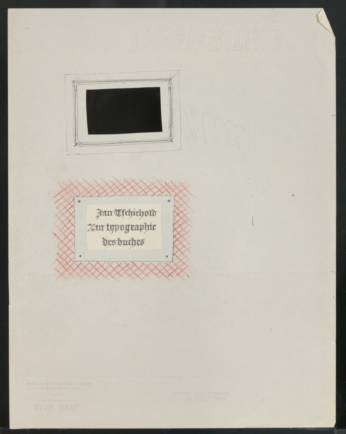 Entwurfsskizze für ein Titelschild von Zur Typographie des Buches — Blatt 1